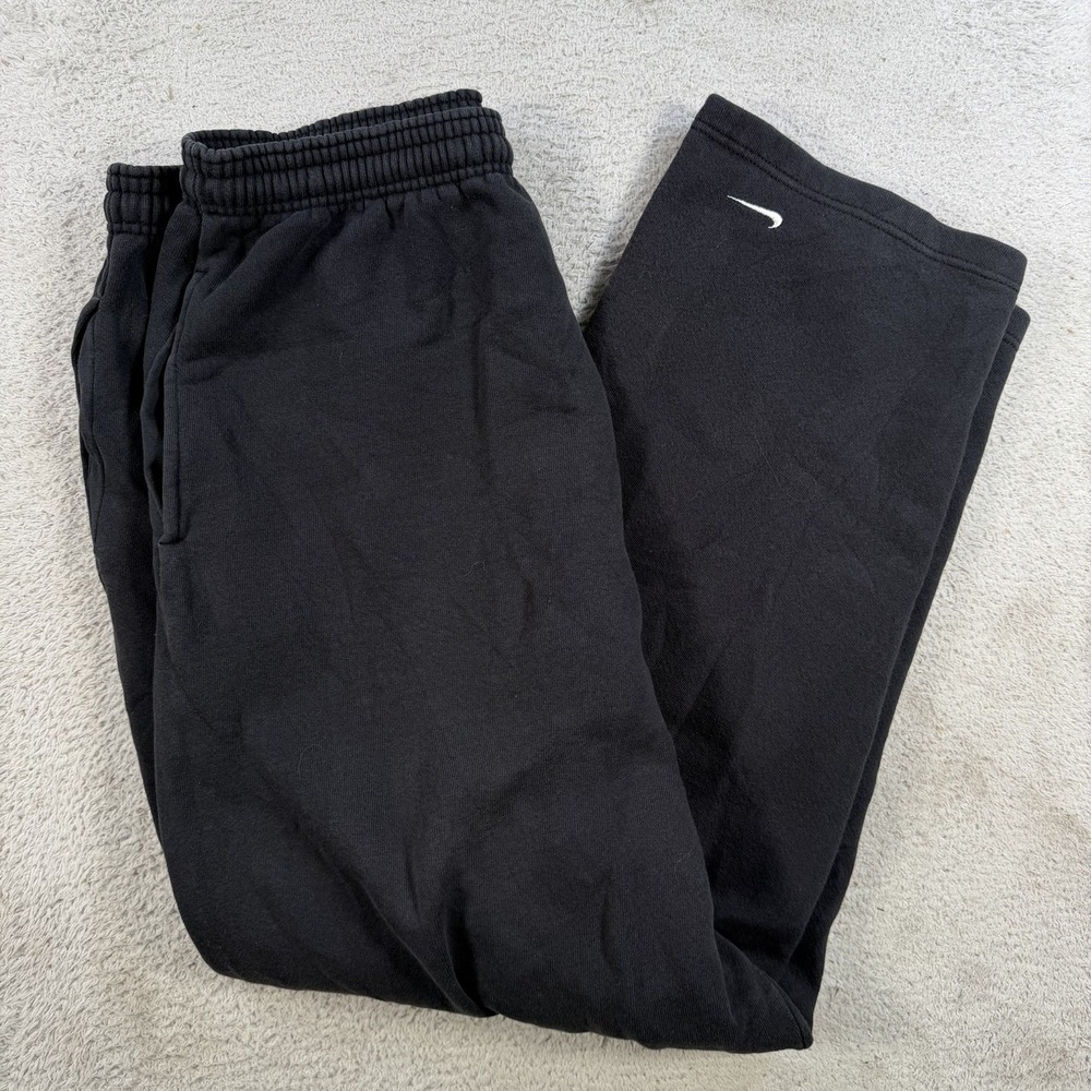 Vintage Nike Sweatpants Mens XL Black Fleece Drawstring Swoosh Made USA Gym